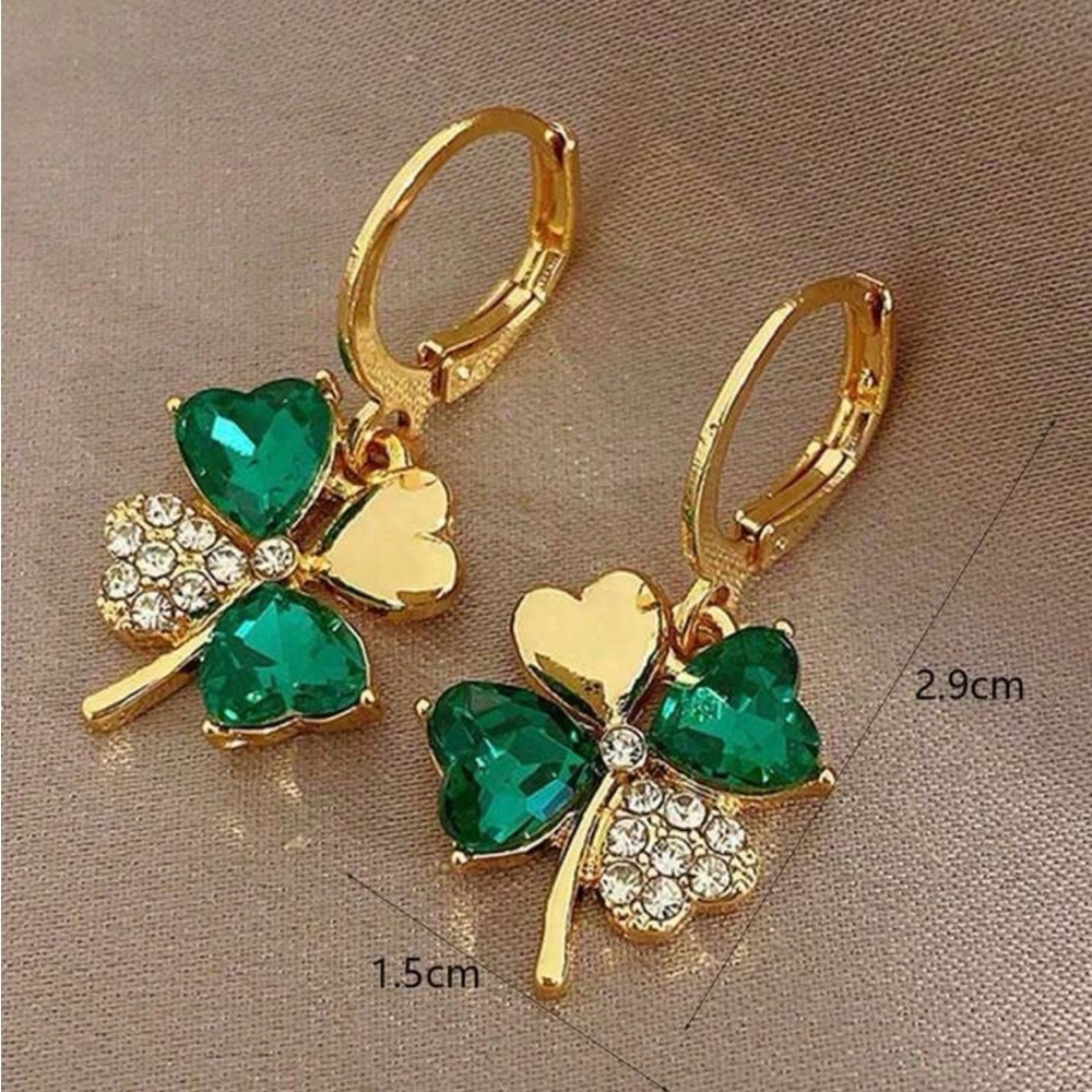 Four Leaf Clover Drop Earrings - Picture 3 of 3
